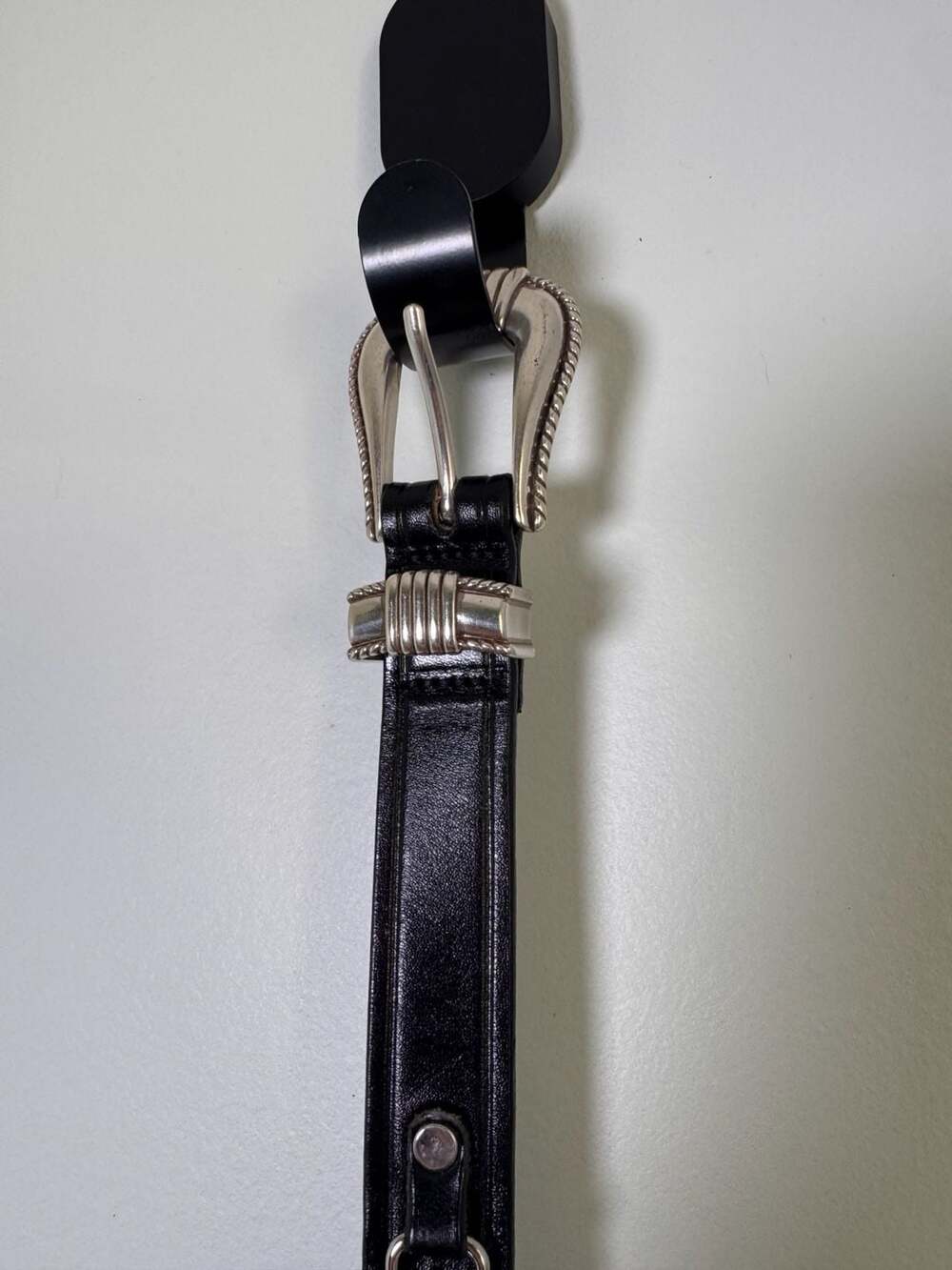 Western Silver Buckle Set Leather Belt –